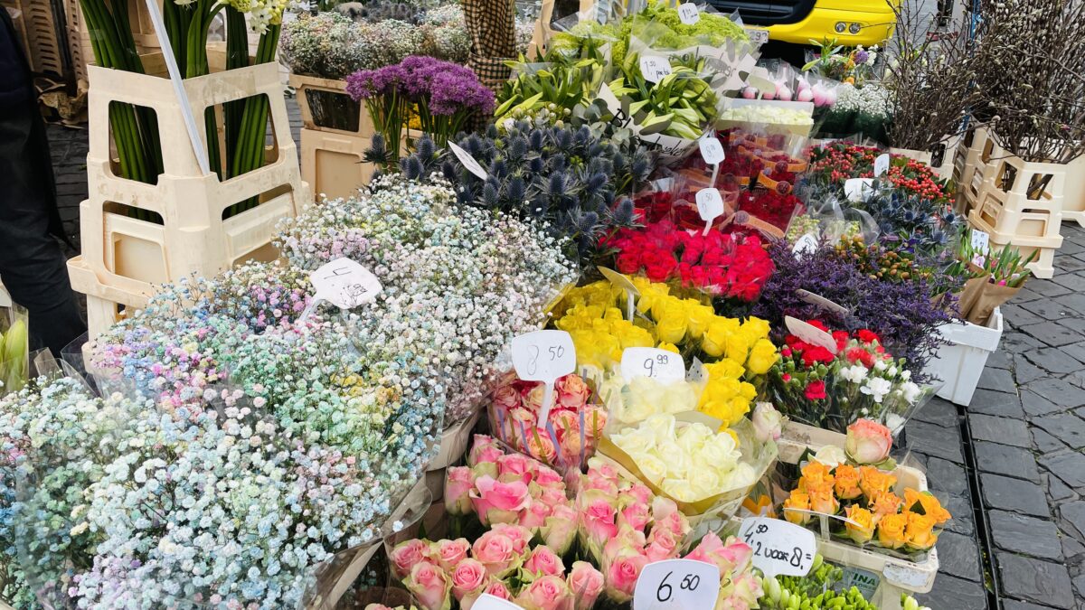 マーストリヒトの市場で売られている花