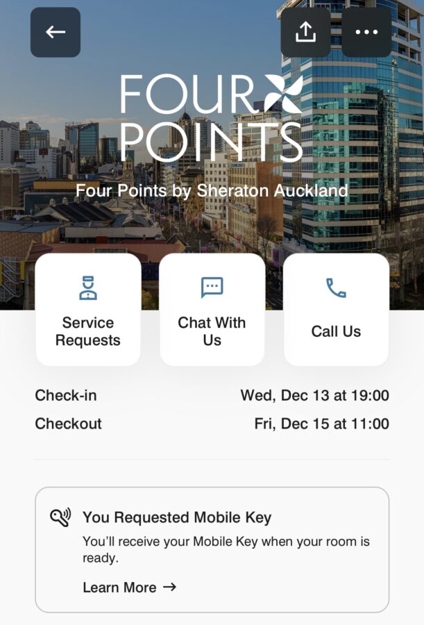 Four Ponitsオークランドのアプリ画面