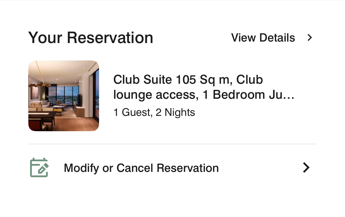 Marriott Bonvoyアプリn予約情報
