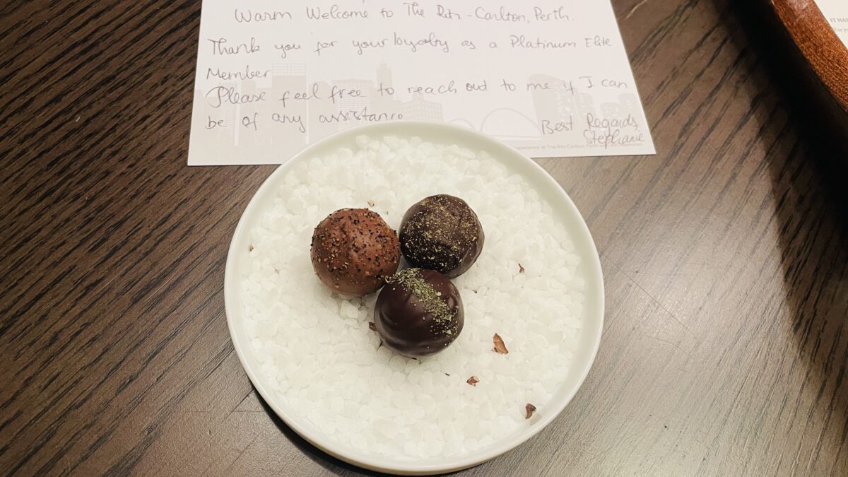 リッツ・カールトン・パース ウェルカムギフトのチョコレート